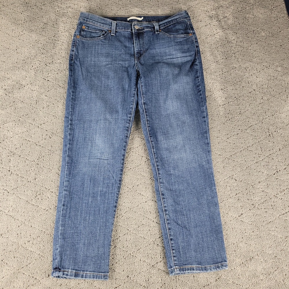 Levis Jeans Womens‎ 31 Blue Boyfriend Straight Leg Mid Rise Medium Wash Stretch
